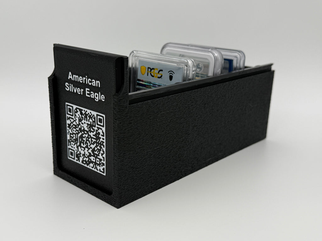 Black 3D-printed CoinConnex 10x The Fatty oversized storage box for thick graded coin slabs