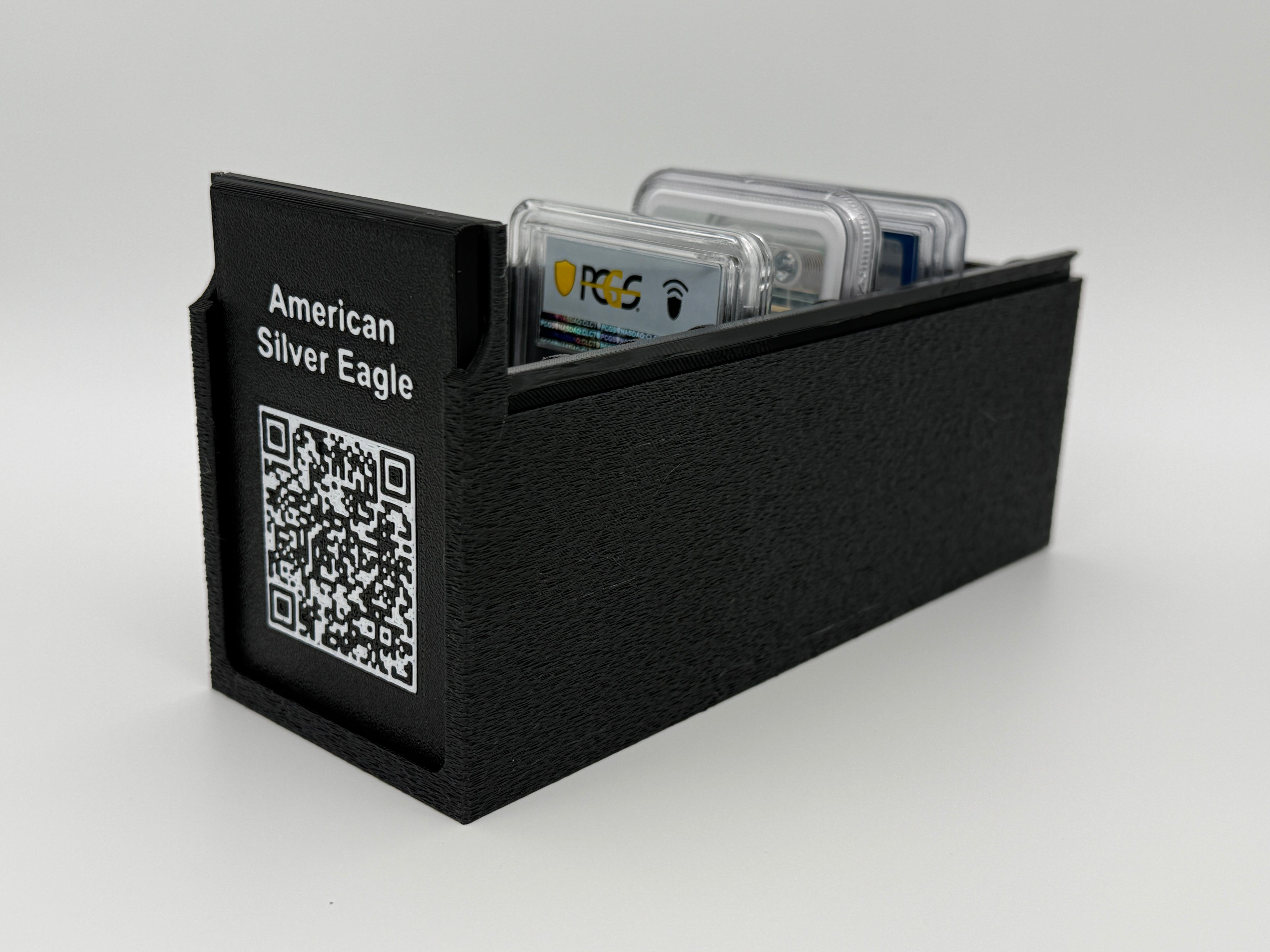 Black 3D-printed CoinConnex 10x The Fatty oversized storage box for thick graded coin slabs