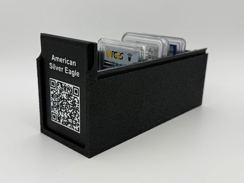 Black 3D-printed CoinConnex 10x The Fatty oversized storage box for thick graded coin slabs