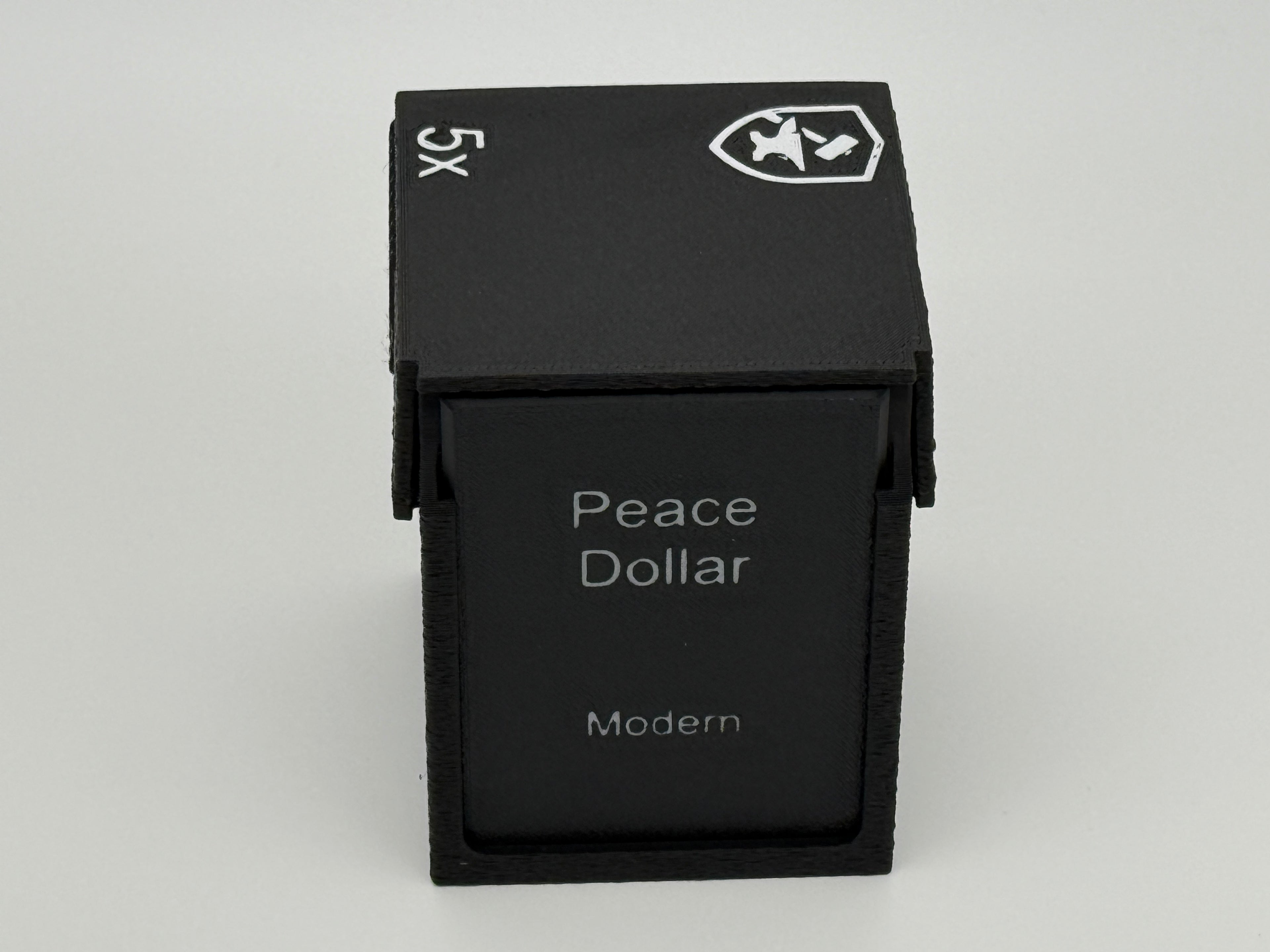Black 3D-printed CoinConnex 5x storage box for graded coin slabs (NGC, PCGS)