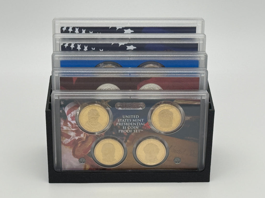ProofStadium proof set display stand — angled view